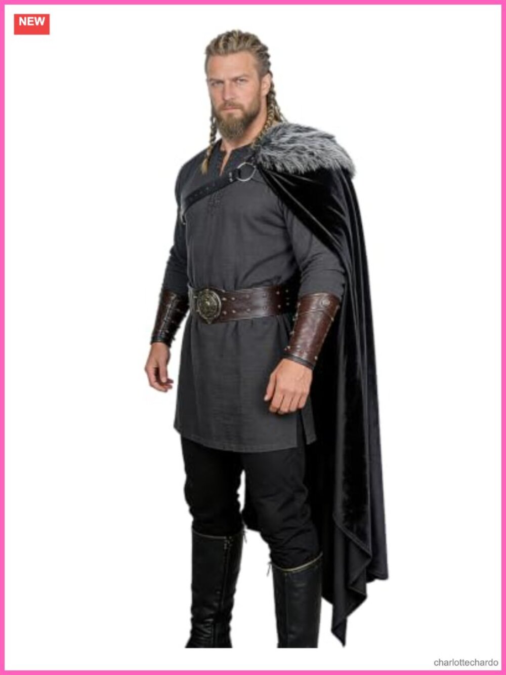 Viking Cloak Faux Fur Shoulder Cape Medieval Renaissance Cosplay LARP